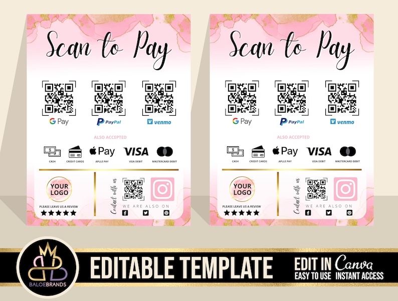 Scan to Pay Template Editable Template Canva Template Salon - Etsy