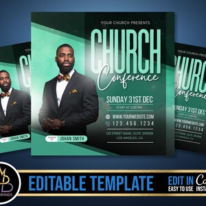 Church Conference Flyer, Editable Template, DIY bible Service Flyer, Sunday Pastor Service Invite, Church  prayer Invitation Preacher Church