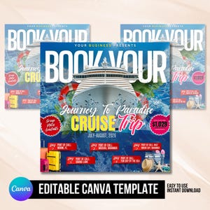 Cruise trip Flyer, Cruise Vacation Business Trip Template Boat Yacht Invitation Editable Canva Invite Party Invitation birthday Social Media