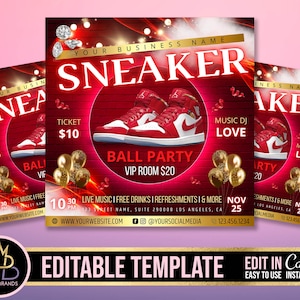 Editable Sneaker Ball Gala, Sneaker Ball Invite, Sneaker Ball gala Invitation, Gala Sneaker Invite Flyer, Social Media Flyer, Canva Birthday
