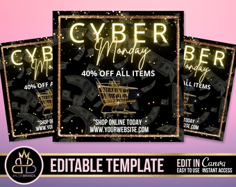 SOCIAL MEDIA FLYER, Cyber Monday sale, Promotion Sale, social media post Canva Editable Template, Canva Template Sale Flyer Cyber Monday diy