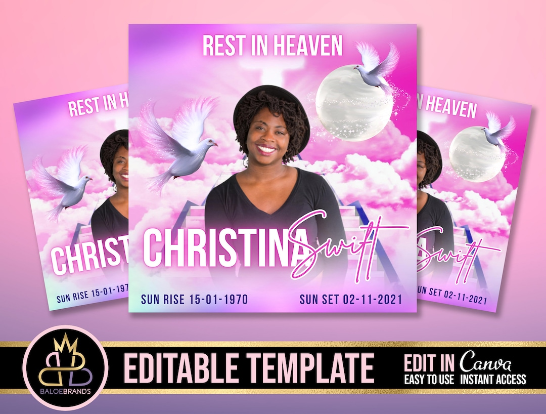 Memorial Funeral Announcement Flyer, Funeral Announcement Template