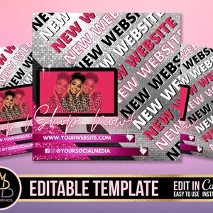 Editable Social Media Flyer, DIY Canva Template, New Arrivals flyer, DIY Website Banner Templates, Website launching flyer coming soon flyer