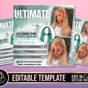 GIVEAWAY Flyer Template, Canva Template, DIY Social media Flyer, giveaway raffle social media post, Flyer giveaway raffle e-flyer template