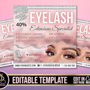 Editable Social Media Flyer Canva, DIY Appointment Available, Eye lash Eye lashes Promo Flyer Beauty, eye lash flash Lashes Flyer Mink lash