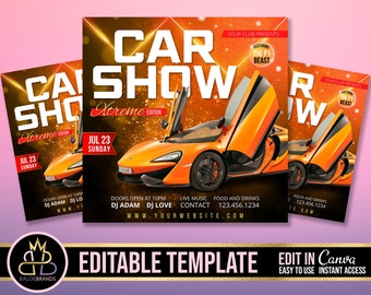 Auto Business Event, Editable Social Media Flyer, Car Show Event Invitation, Car Sale Template Flyer, DIY Canva Event Flyer, Car Party Show