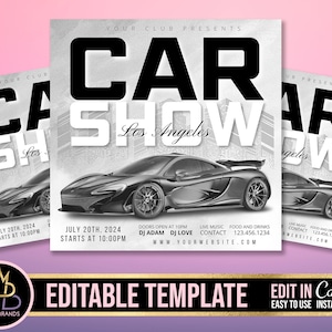 Auto Business Event, Editable Social Media Flyer, Car Show Event Invitation, Car Sale Template Flyer, DIY Canva Event Flyer, Car Party Show