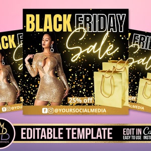 SOCIAL MEDIA FLYER, Black Friday sale, black Friday social media post Canva Editable Template, Canva Template, Sale Flyer Black Friday diy