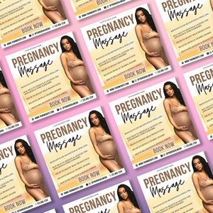 Volantino modificabile, modello di volantino per massaggiatore prenatale, volantino di gravidanza, volantini per massoterapia in gravidanza Massaggi terapeutici di maternità immagine 2