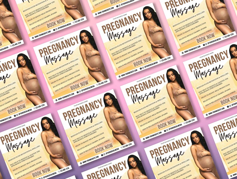 Volantino modificabile, modello di volantino per massaggiatore prenatale, volantino di gravidanza, volantini per massoterapia in gravidanza Massaggi terapeutici di maternità immagine 2
