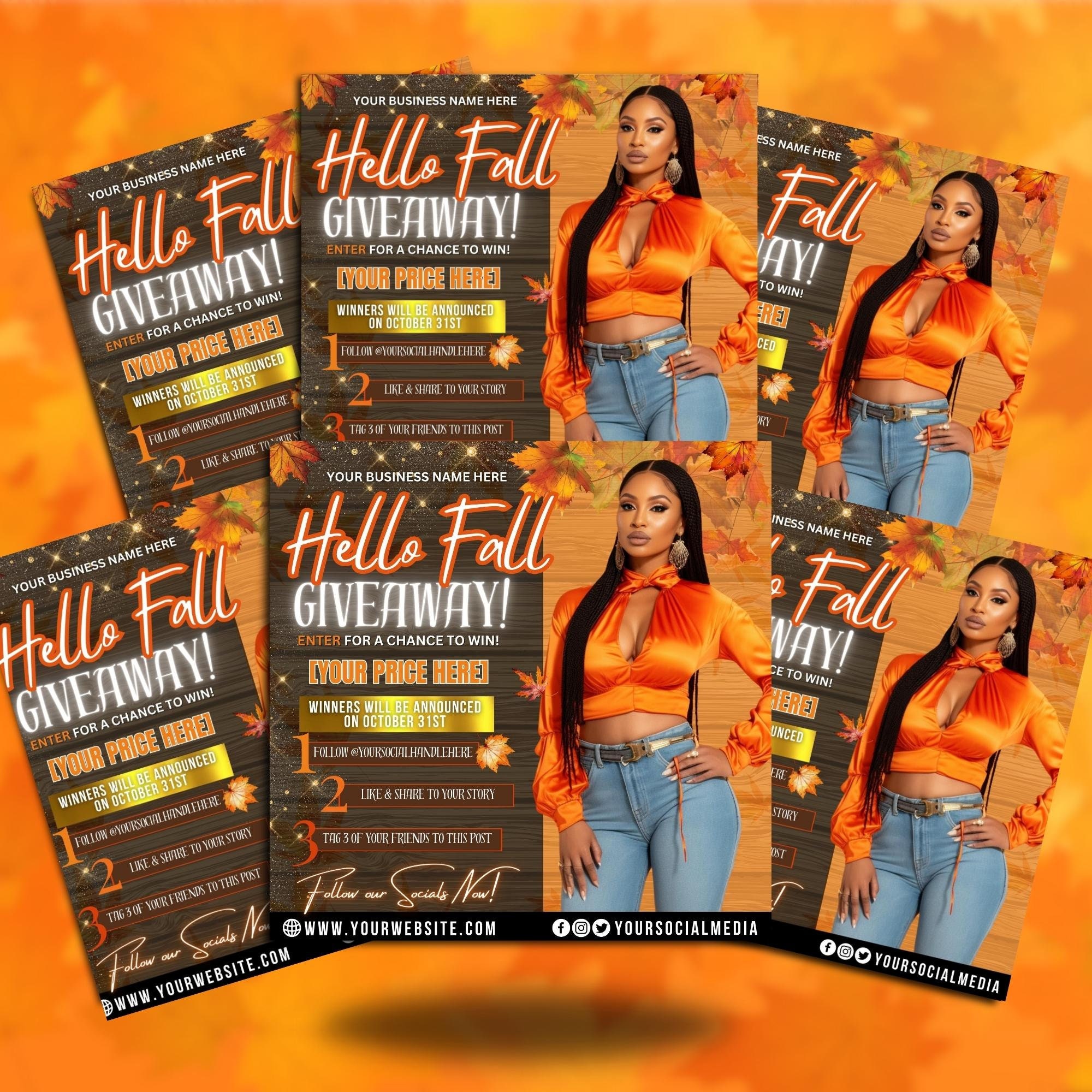 Fall Raffle Signage GIVEAWAY Fall Flyer Template, Canva Template, DIY Social Media Flyer ...