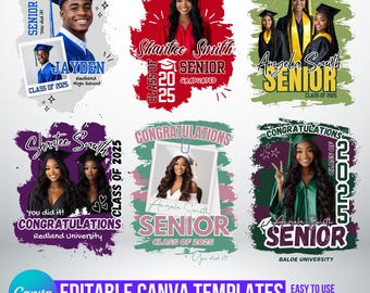 Custom Graduation T-shirt Bundle, Graduation PNG files, Editable Shirt Templates Graduation Tshirt Bundle Editable in Canva, 2025 Graduation