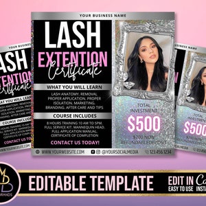 Editable Social Media Flyer, Lash extensions Course Class, Beauty Flyer, DIY Canva Lashes Class Training Extension flyer Lash Training Flyer