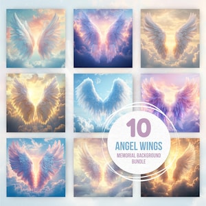 Angel Wings, Memorial Background Bundle, Wings Background Images, In Loving Memory Photographs, Heaven Wings Digital Backdrop Overlays