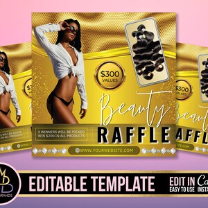 DIY Giveaway Flyer, Social Media Flyer, Canva Template, Beauty flyer, Raffle Giveaway flyer, hair bundle flyer, hair bundle giveaway flyer