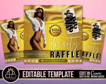 DIY Giveaway Flyer, Social Media Flyer, Canva Template, Beauty Flyer, Gewinnspiel Giveaway Flyer, Haarbündel Flyer, Haarbündel giveaway Flyer