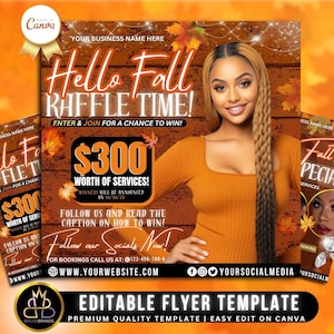 GIVEAWAY Fall Flyer Template, Canva Template, DIY Social media Flyer, social media Raffle post, Autumn Fall flyer