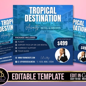 Travel Agent Flyer, Editable Social Media Flyer, Travel Agent Flyer, Canva Template, Social Media Flyer, Vacation Flyer, Vacation book Flyer