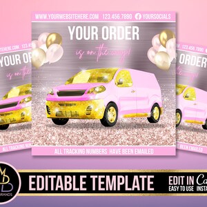 Order has been Shipped, SOCIAL MEDIA FLYER, shipped flyer, Shipping Editable Template Canva, Instagram flyer, Shipment Flyer, Shipping Flyer