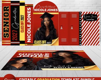 Custom Graduation Decor, Graduation Bundle, Arch Banner, Backdrop + Floor Decal Editable Canva, Graduate Panel Board, Grad Arch Foam Board