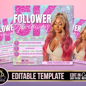 GIVEAWAY Flyer Template, Canva Template, DIY Social media Flyer, giveaway raffle social media post, Flyer giveaway raffle e-flyer template