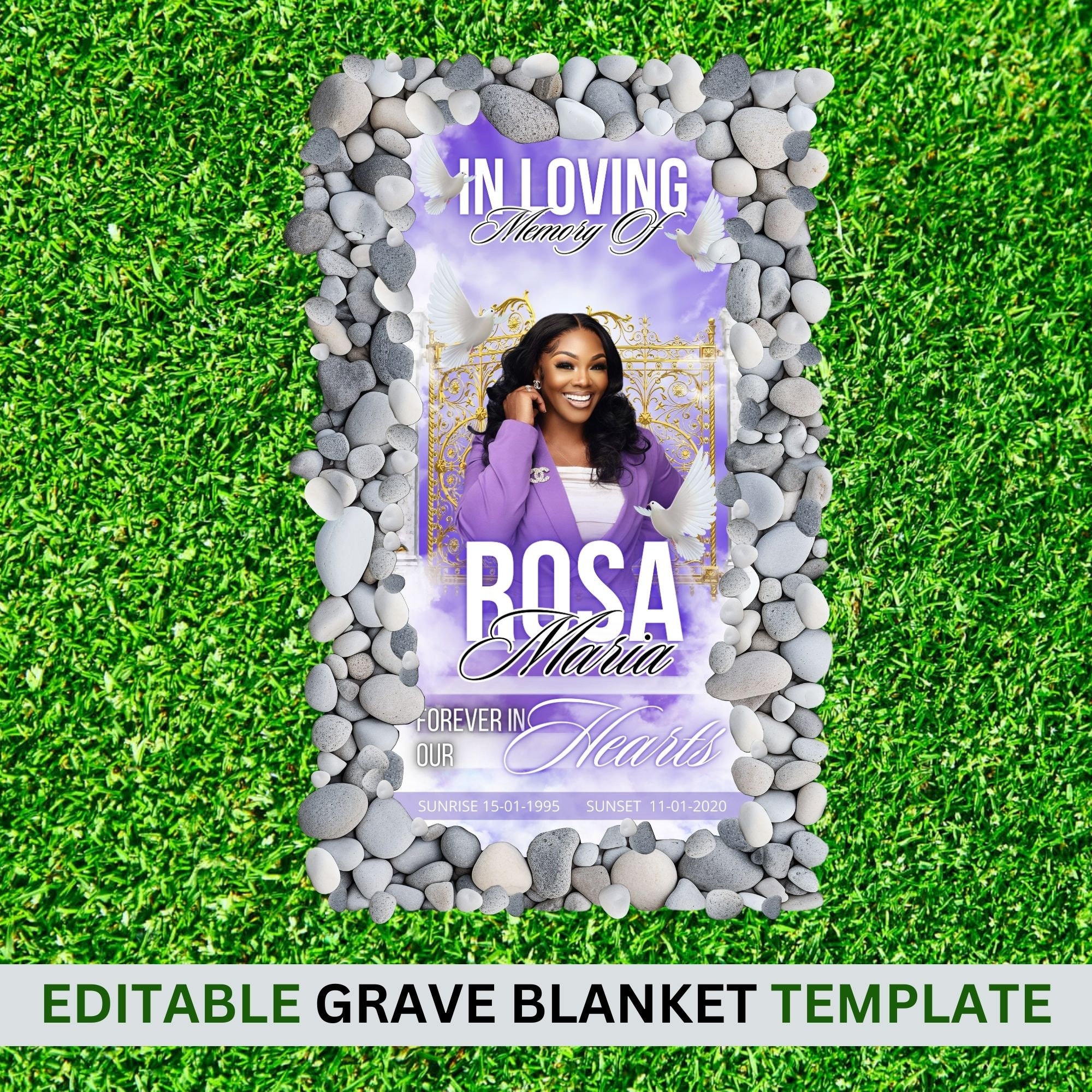 Memorial Grave Blanket Template, Editable Memorial Grave Blanket, Edit with Canva, Custom Grave Cover, Adult Grave Blanket, Instant Download