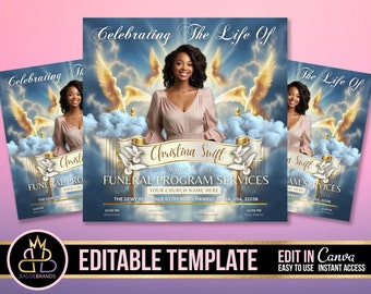 Memorial Funeral Announcement Flyer, Funeral Announcement Template, Funeral Invite Invitation, Rest In Peace Editable Flyer Editable Custom