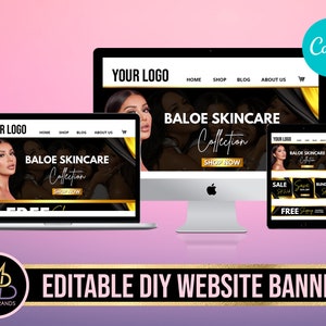 Editable Website Banner Template, Web Banners, Boutique Website Banners, Beauty Web Banner Template Shopify Web Banner, Hair Lash Business