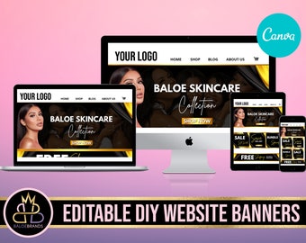 Editable Website Banner Template, Web Banners, Boutique Website Banners, Beauty Web Banner Template Shopify Web Banner, Hair Lash Business