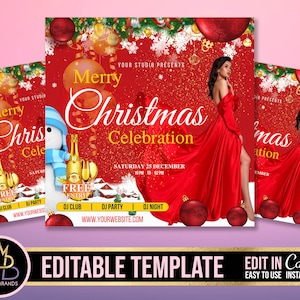 Christmas Sale Flyer, Christmas Party Flyer Invitation, Holiday instagram social media, Holiday Party Invite Flyer, Party Christmas Flyer