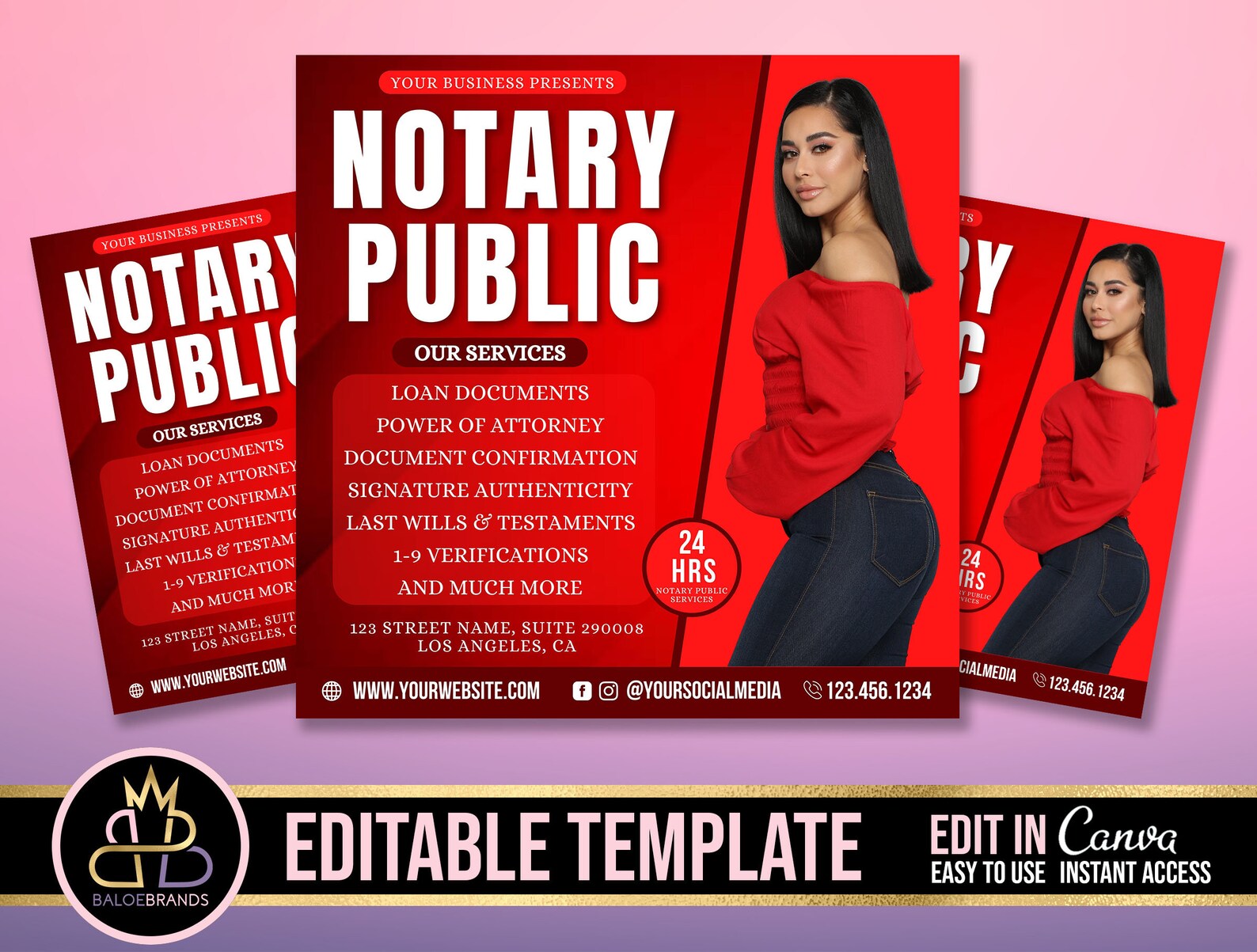 Notary Public Service Flyer Template Notary Social Media Etsy