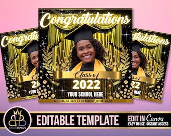 Graduation Party, Graduation Flyer, Editable Template, Graduation Invitation, Congrats to the Grad flyer, Canva Template, Grad Party Flyer