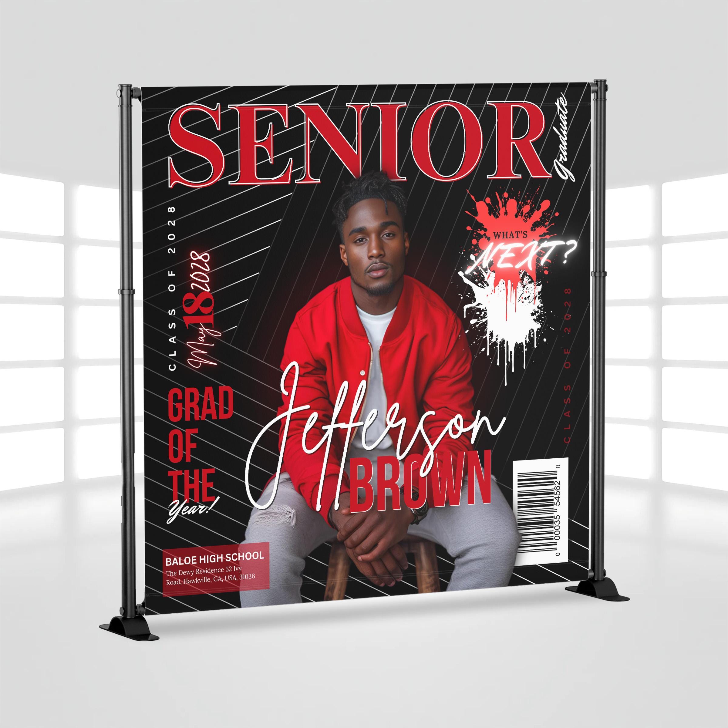 Custom Graduation Backdrop, Grad Prom Decor, Editable Canva Backdrop ...
