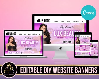 Editable Website Banner Template, Web Banners, Boutique Website Banners, Beauty Web Banner Template Shopify Web Banner, Hair Lash Business