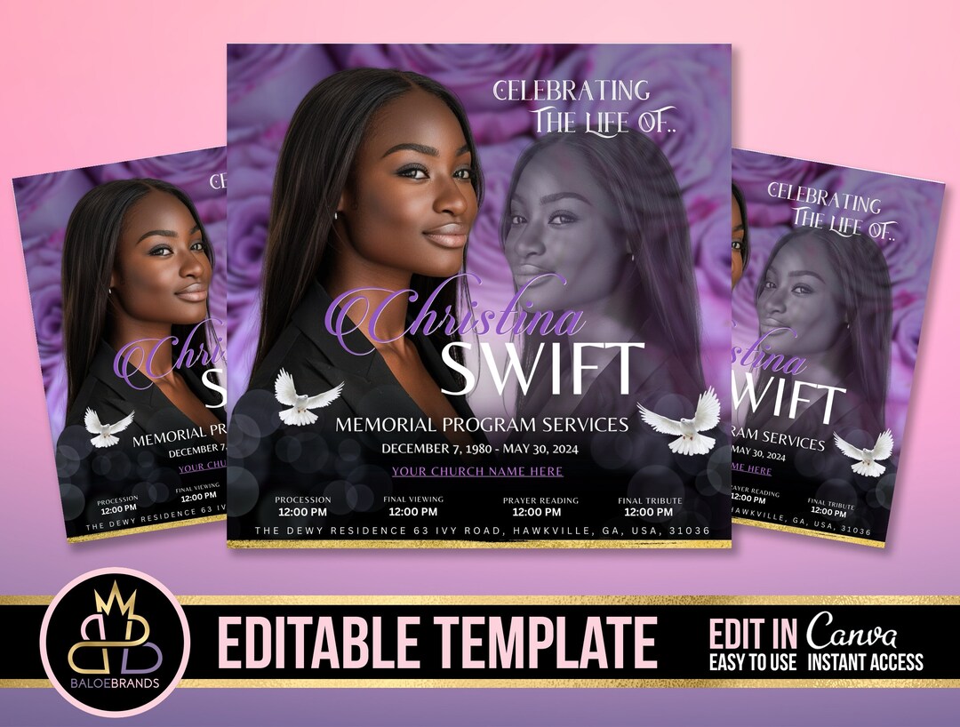 Memorial Funeral Announcement Flyer, in Loving Memory, Repass Funeral