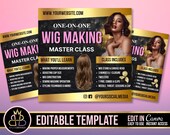 WIG hair Editable Social Media Flyer, DIY Canva Template, Wig Course Class Flyer, Sales Hair Wig Flyer, hair bundles sale, wig sale flyer