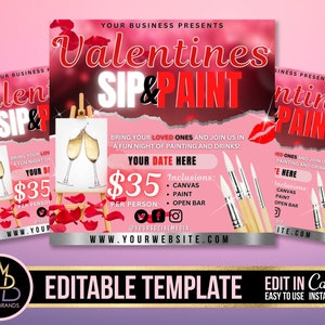 Custom Sip and Paint Box, Sip and Paint Canvas, Custom Canvas Print, Paint  and Sip Kit, Date Night, Adult Paint Kit, Valentine's Day Gift 