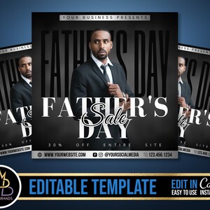 Father&#39;s Day Sale Flyer, Fathers day Editable Social Media Flyer, DIY Canva Template, Father Fathers Dad Sale Flyer Best Dad Flyer Fathers