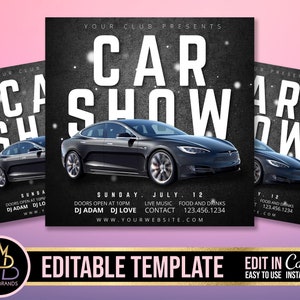 Auto Business Event, Editable Social Media Flyer, Car Show Event Invitation, Car Sale Template Flyer, DIY Canva Event Flyer, Car Party Show