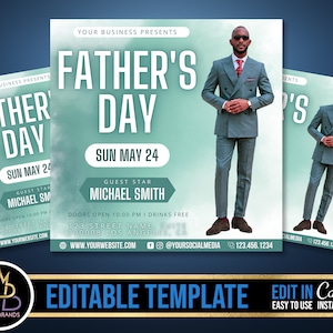 Father&#39;s Day Event Flyer, Fathers day Editable Social Media Flyer, DIY Canva Template, Father Fathers Brunch Dad Sale Flyer Best Dad Event