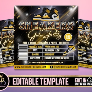 Editable Sneaker Ball Gala, Sneaker Ball Invite, Sneaker Ball gala Invitation, Gala Sneaker Invite Flyer, Social Media Flyer, Canva Birthday