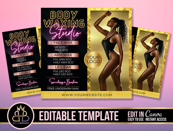 Body Waxing Flyer, Body Waxing, Spa Flyer, Sale Flyer, Service Flyer, Hair Flyer, Lash Flyer, Body sculpting Contouring Editable Template