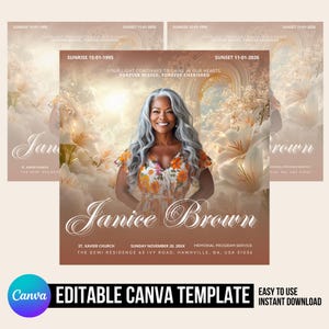Memorial Funeral Announcement Flyer, Funeral Announcement Template, Funeral Invite Invitation, Rest In Peace Editable Flyer Loving Memory
