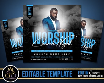 Church Conference Flyer, Editable Template, DIY Church Service Flyer, Sunday Pastor Service Invite, Church Invitation Preacher Church
