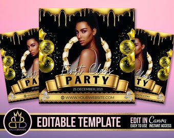 Event Flyer, DIY Flyer Vorlage, First Class Party, Club Flyer, Party Invite, DJ Disco Flyer, Geburtstag Bash Social Media vorgefertigte Vorlage