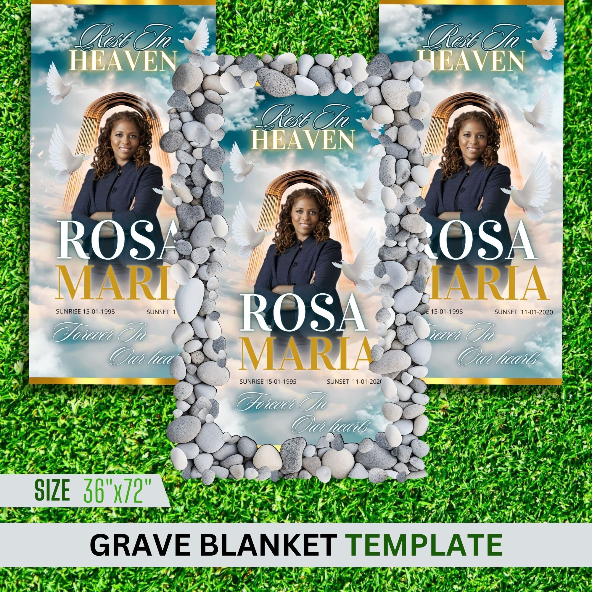Memorial Grave Blanket Template, Editable Memorial Grave Blanket, Edit ...