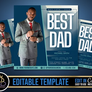 Father&#39;s Day Event Flyer, Fathers day Editable Social Media Flyer, DIY Canva Template, Father Fathers Brunch Dad Sale Flyer Best Dad Event