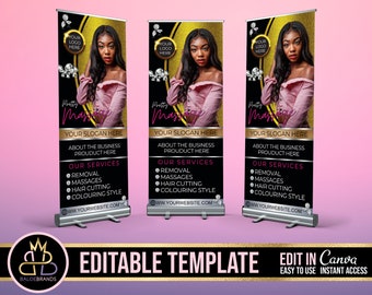 Plantilla de banner retráctil Canva, plantilla editable de banner enrollable, banner retráctil de bricolaje, banner emergente pop up shop banner enrollable personalizado