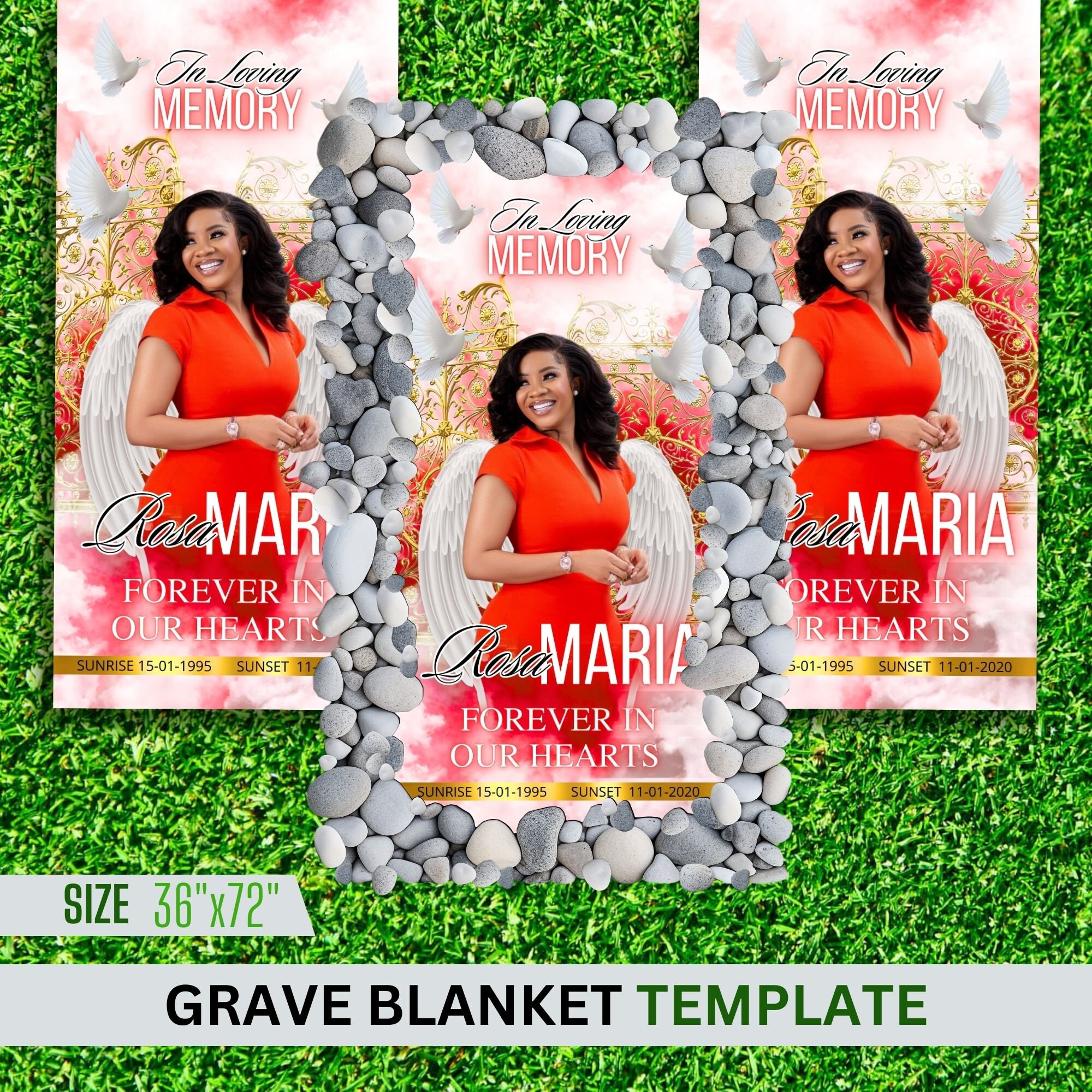 Memorial Grave Blanket Template, Editable Memorial Grave Blanket, Edit ...