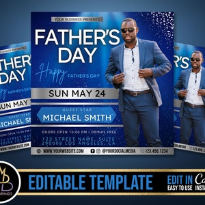 Father's Day Event Flyer, Fathers day Editable Social Media Flyer, DIY Canva Template, Father Fathers Brunch Dad Sale Flyer Best Dad Event